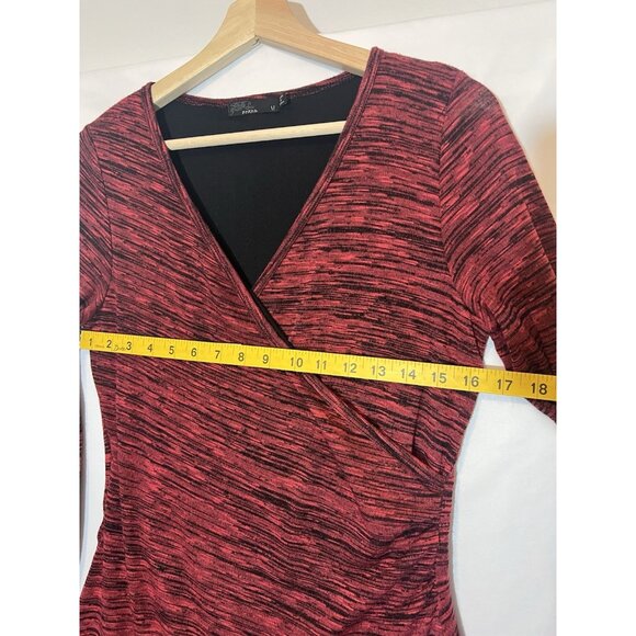 Prana Women Dress Medium Size Burgundy V-Neck Wrap Style Stretch Long Sleeves - Picture 6 of 10